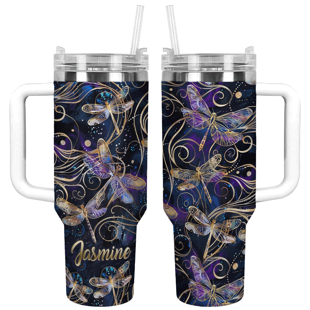 Shineful Tumbler Personalized Galactic Dragonfly