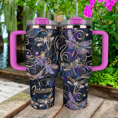 Shineful Tumbler Personalized Galactic Dragonfly