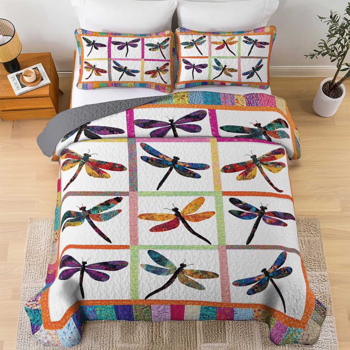 Shineful All Season Quilt 3-Piece Set Rainbow Flight Quilt