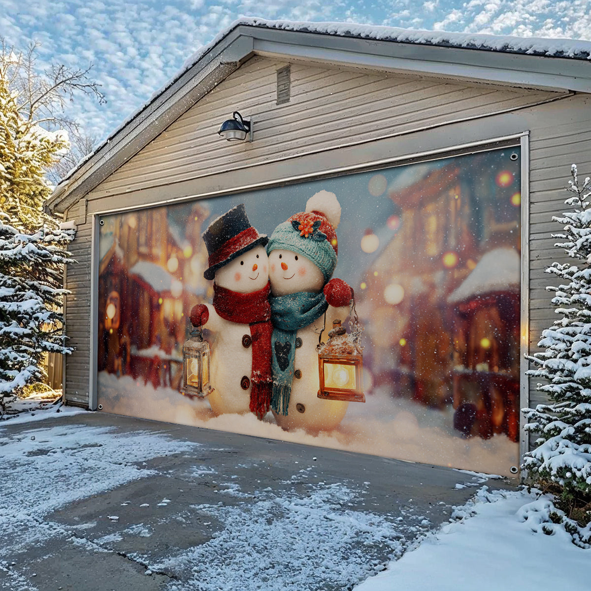 Shineful Door Cover Winter Lantern Lovers