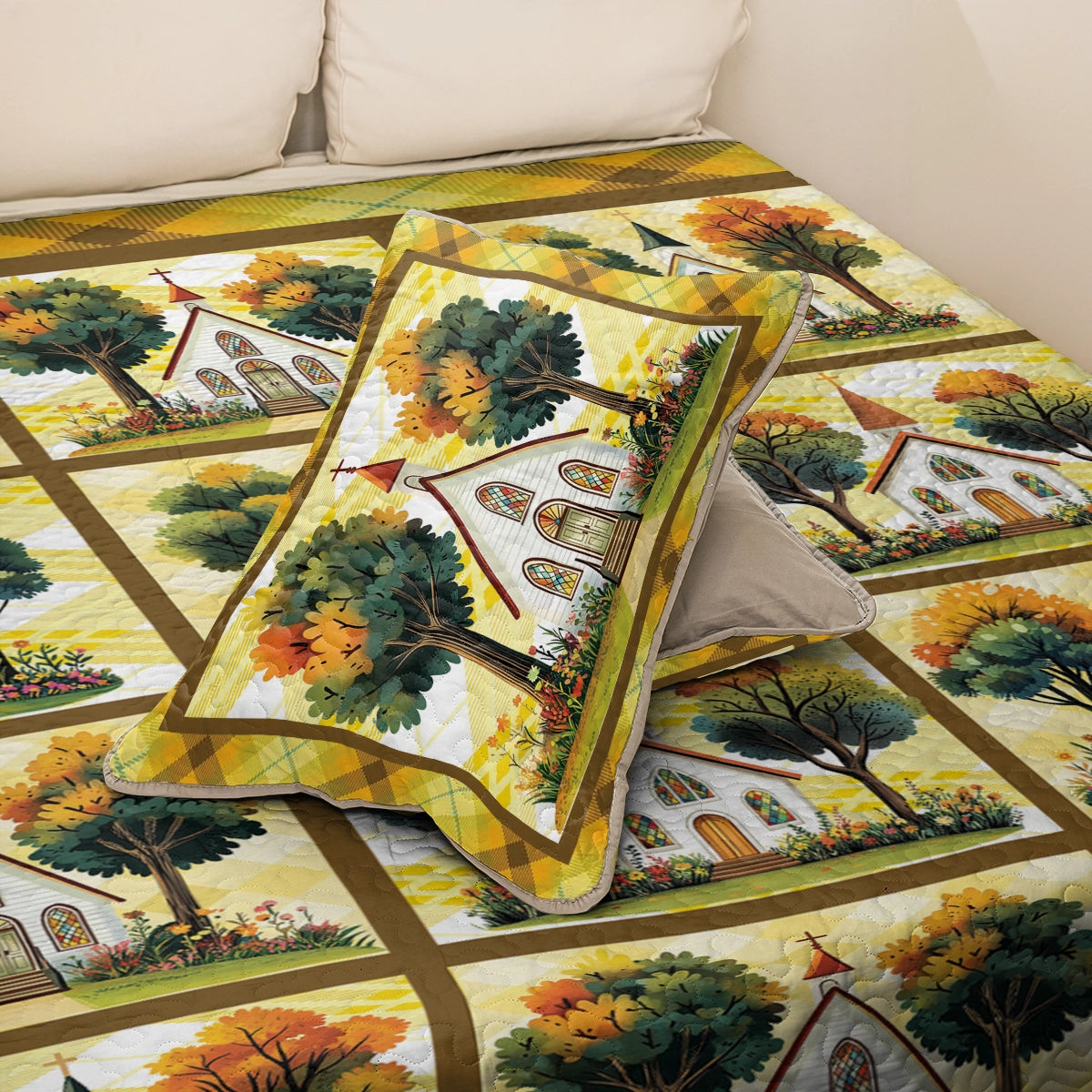 Shineful All Season Quilt 3-Piece Set - God Autumn Church Retreat