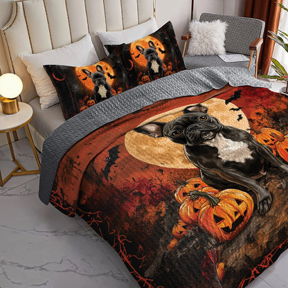 Shineful All Season Quilt 3-Piece Set - Spooktacular Frenchie Halloween