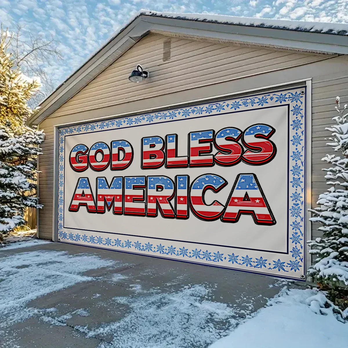 Shineful Garage Door Banner Decoration God Bless America