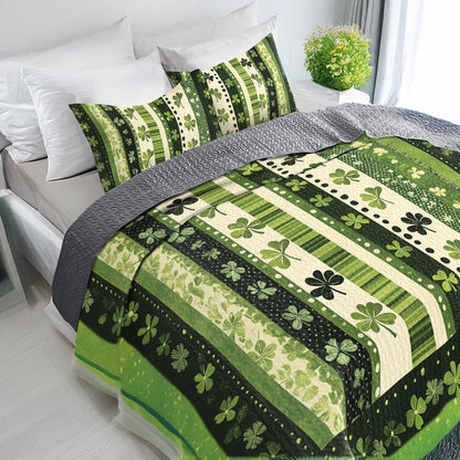 Shineful All Season Quilt 3-Piece Set Emerald Rows