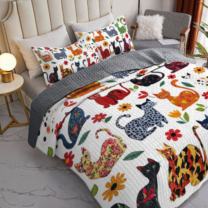 Shineful All Season Quilt 3-Piece Set Furry Feline