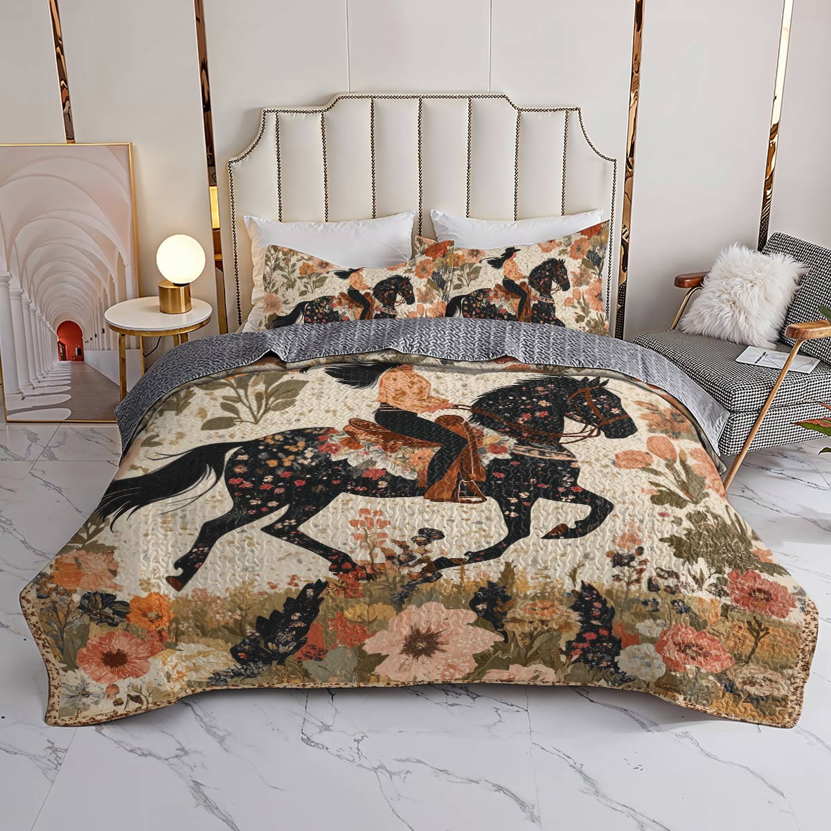 Shineful All Season Quilt 3-Piece Set - Floral Cowgirl
