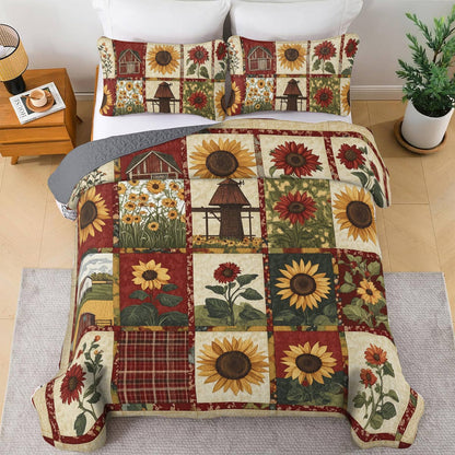 Shineful All Season Quilt 3-Piece Set - Sunflower Rustic Farm