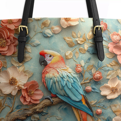 Shineful Leather Tote Bag - Macaw Majesty