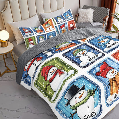 Shineful All Season Quilt 3-Piece Set Christmas Winter Snowman
