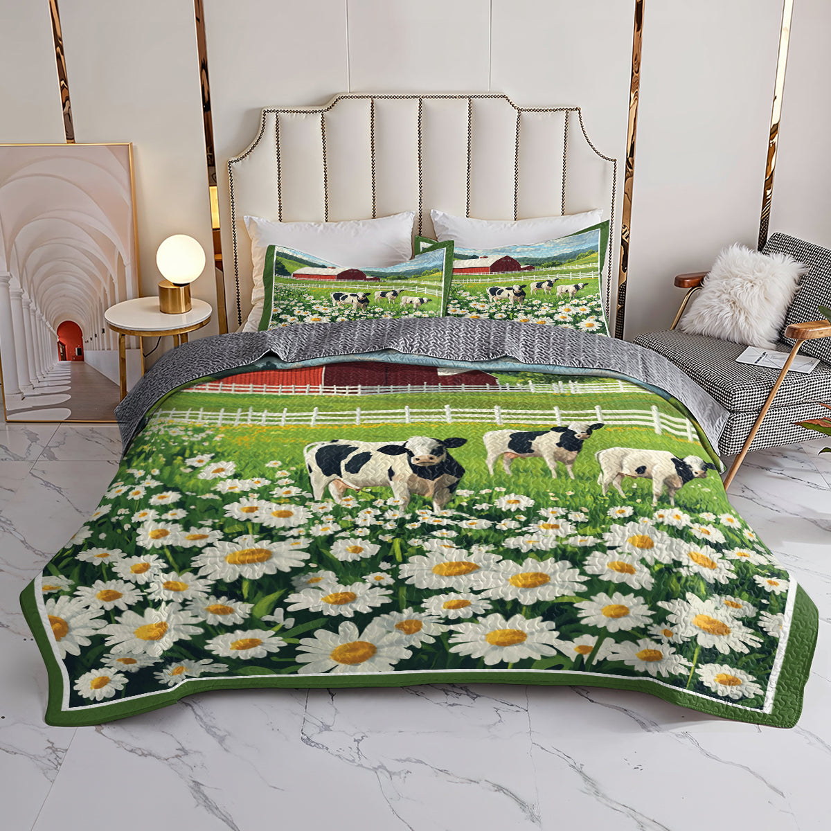 Shineful All Season Quilt 3-Piece Set Green Farm