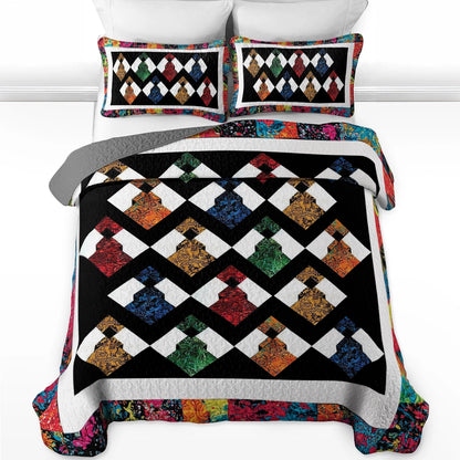 Shineful All Season Quilt 3-Piece Set - Black Women Harmony