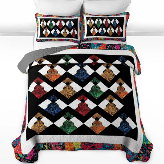 Shineful All Season Quilt 3-Piece Set - Black Women Harmony