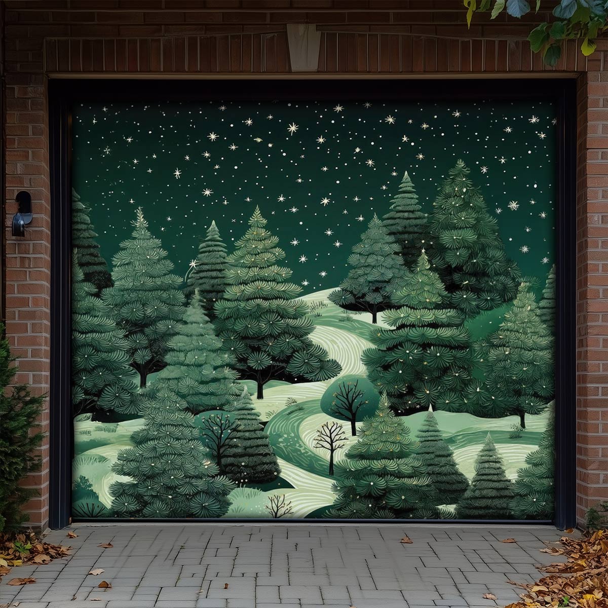 Shineful Garage Door Banner Decoration Serene Winter