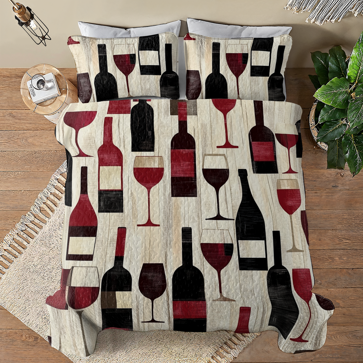 Shineful All Season Quilt 3-Piece Set Lustrous Wine