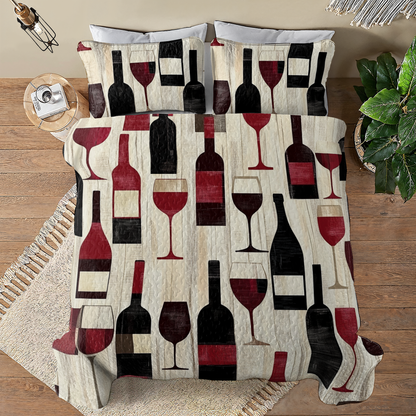 Shineful All Season Quilt 3-Piece Set Lustrous Wine