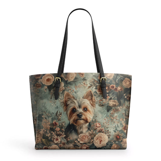 Shineful Leather Tote Bag Yorkie Blossom Luxe