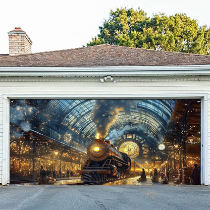 Shineful Garage Door Banner Decoration Snowy Station