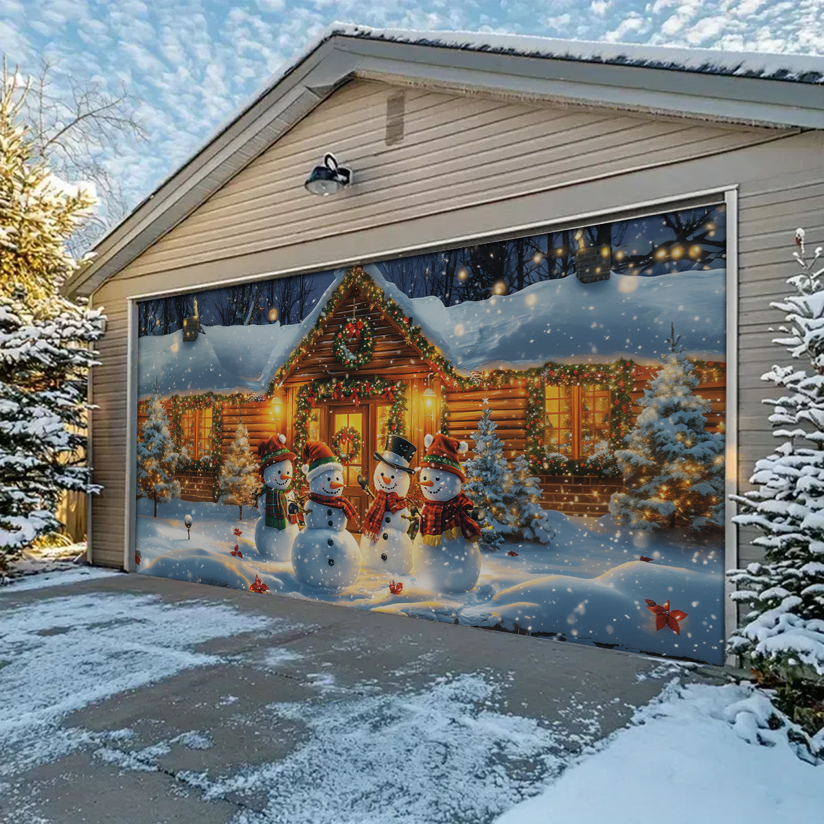 Shineful Garage Door Banner Decoration - Festive Snowman