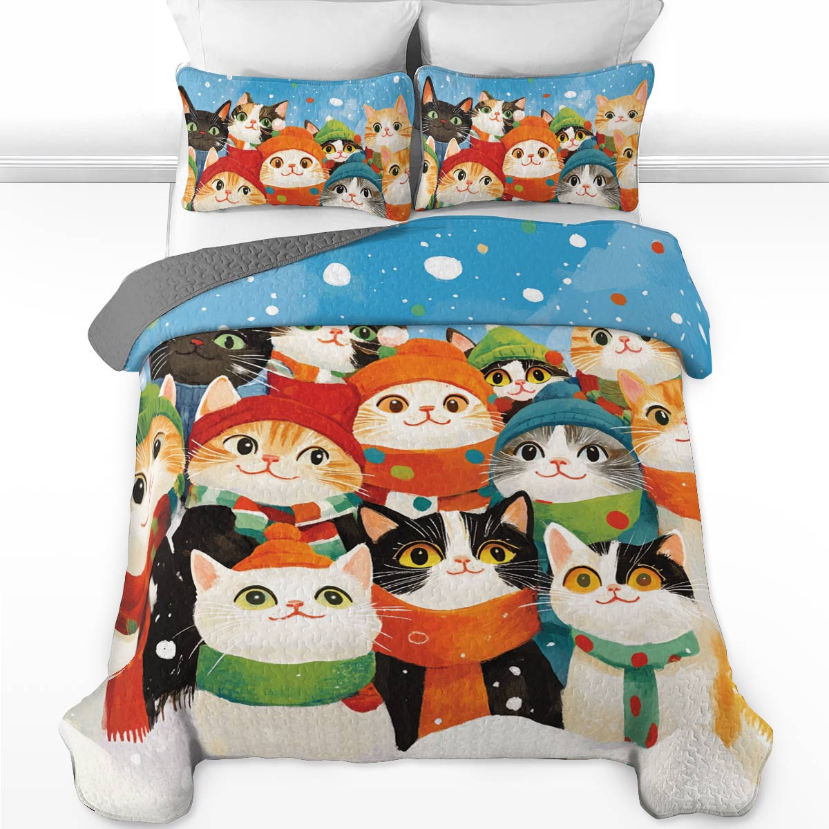 Shineful All Season Quilt 3-Piece Set Cozy Cat Crew