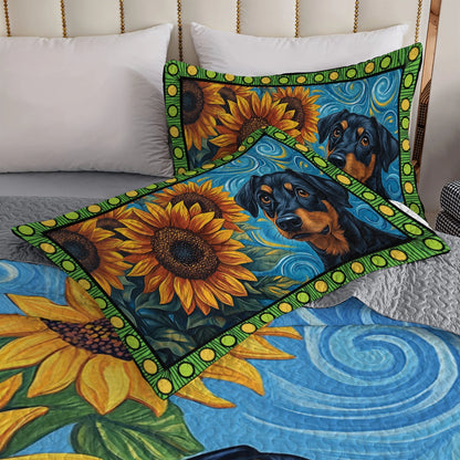 Shineful All Season Quilt 3-Piece Set -  Sunflower Rottie Bliss