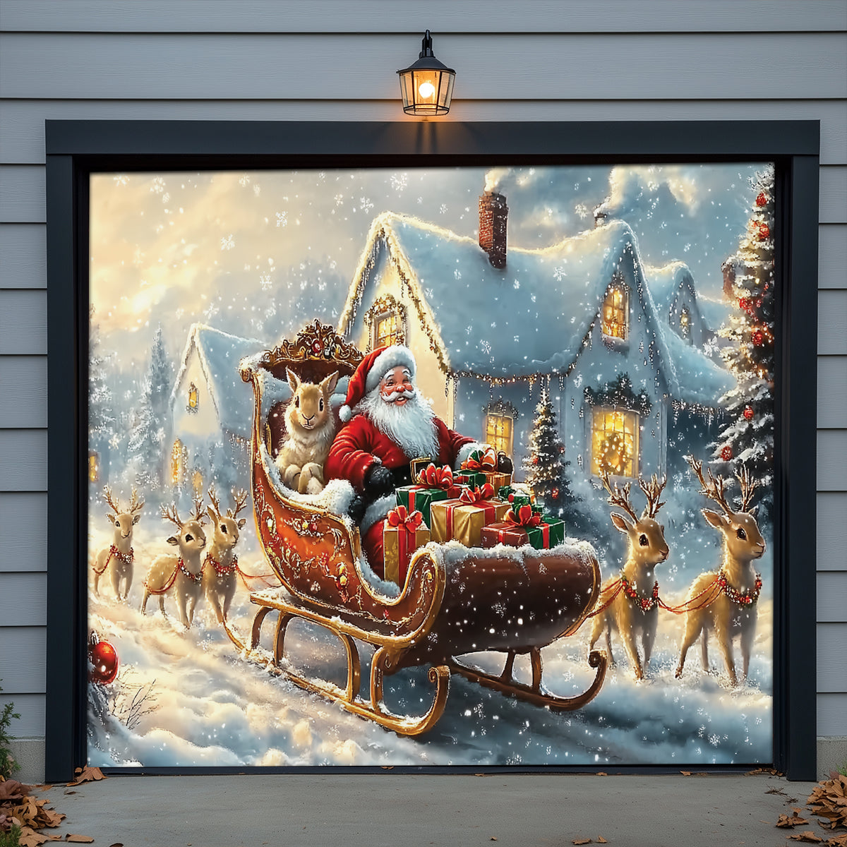 Shineful Garage Door Banner Decoration Magic Sleigh