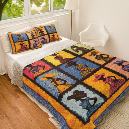 Shineful All Season Quilt 3-Piece Set - Black Women Chic & Cheerful