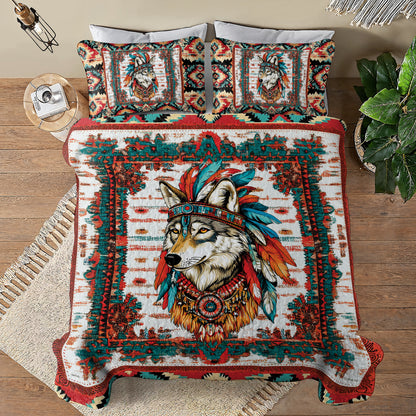 Shineful All Season Quilt 3-Piece Set - Native Spirit Wolf