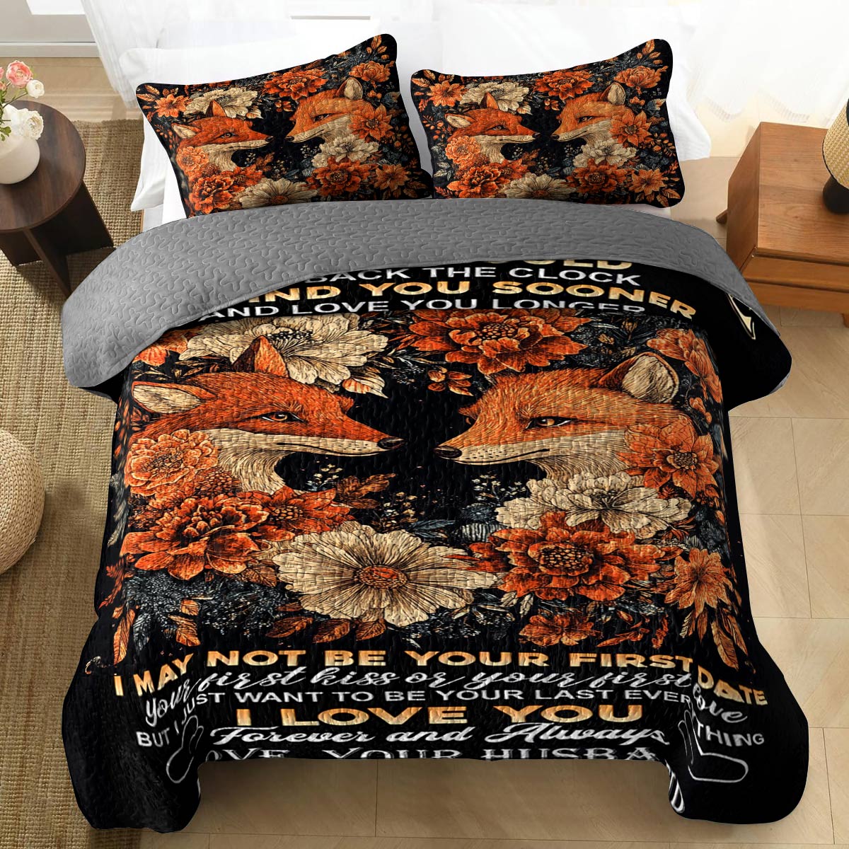 Shineful All Season Quilt 3-Piece Set Darling Fox Love