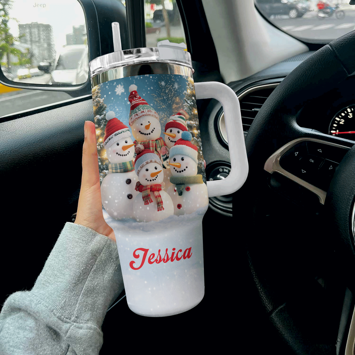 Shineful Tumbler Personalized Snowmen Family