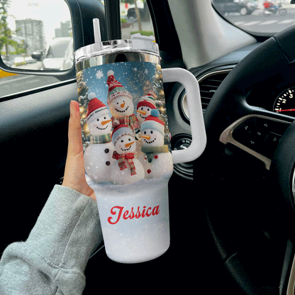 Shineful Tumbler Personalized Snowmen Family