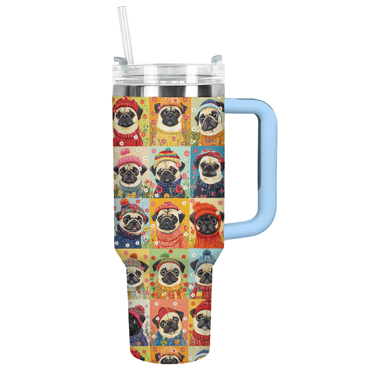 Shineful Tumbler Floral Pug In Sweater