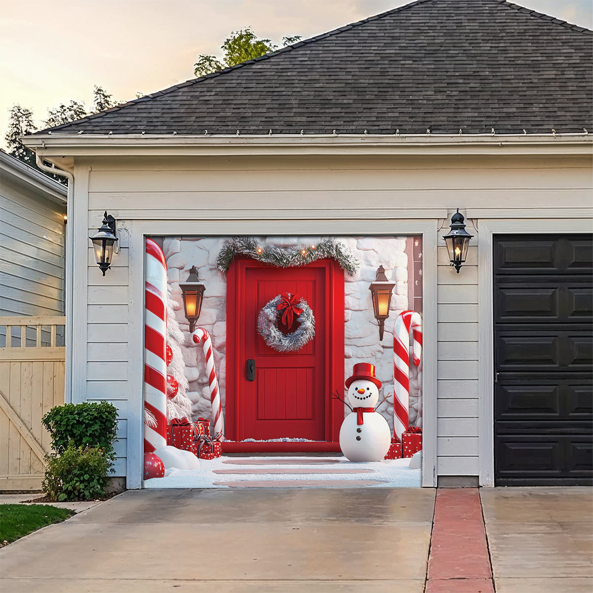 Shineful Garage Door Banner Decoration Snowman Candy Cane