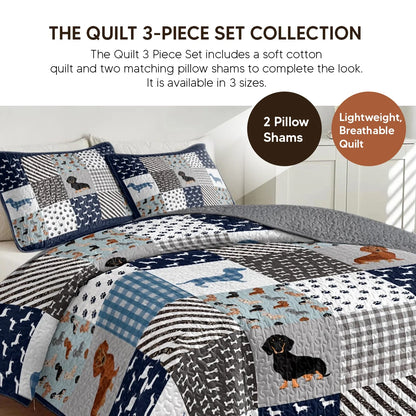 Shineful Quilt 3-Piece Set Dachshund Delight