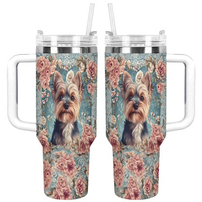 Shineful Tumbler Yorkie Rose Bloom Elegance