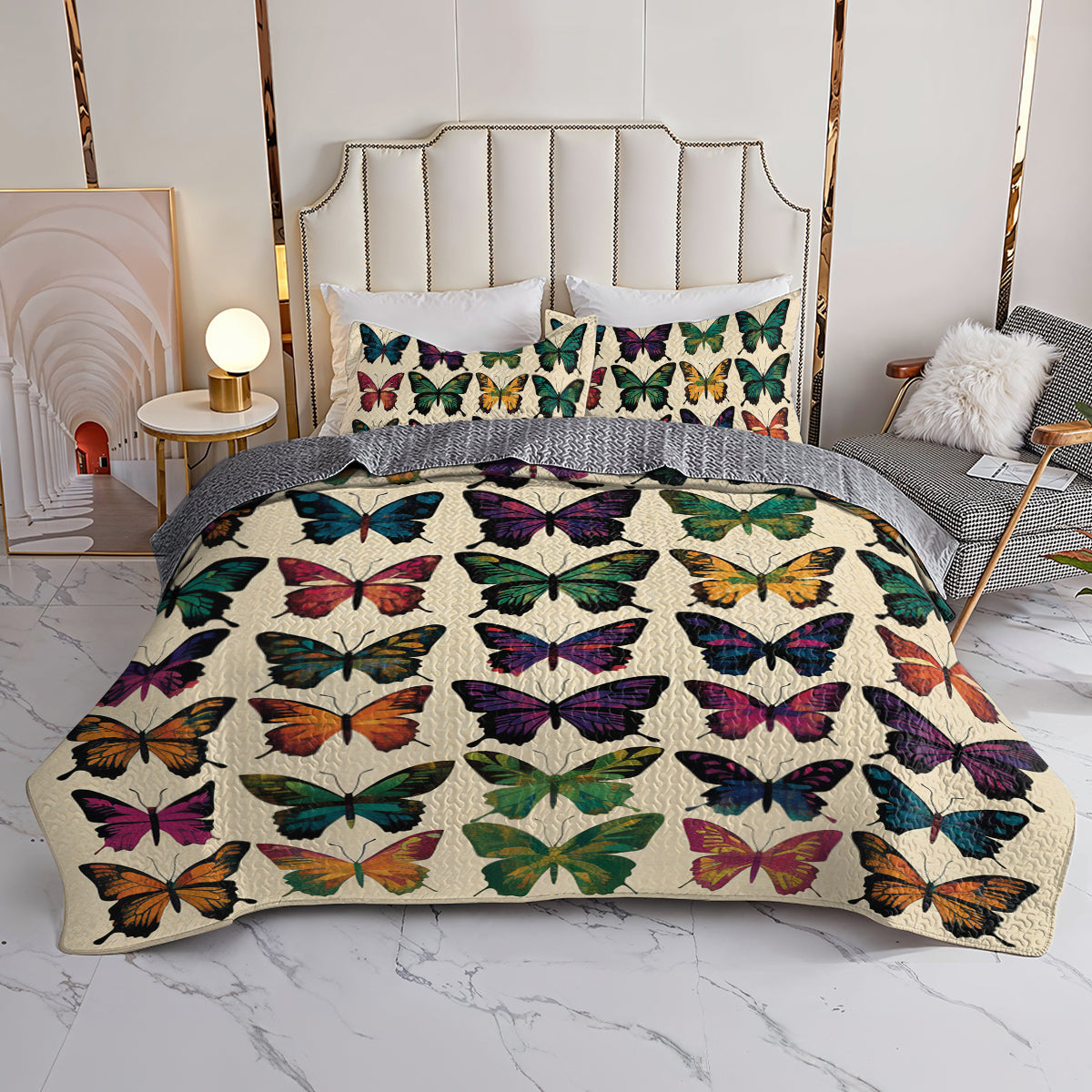 Shineful All Season Quilt 3-Piece Set Garden of Butterflies
