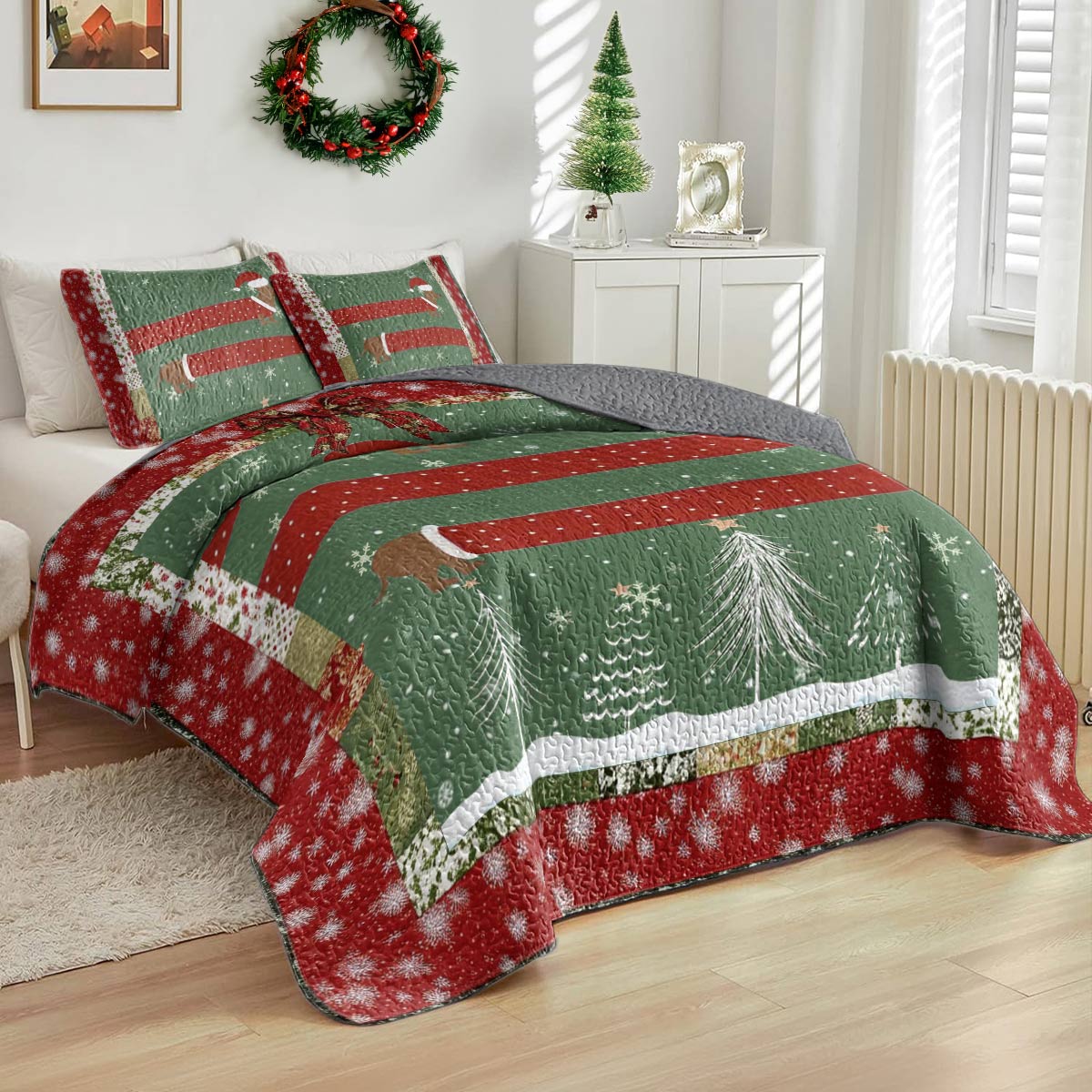 Shineful All Season Quilt 3-Piece Set Dachshund Dasher