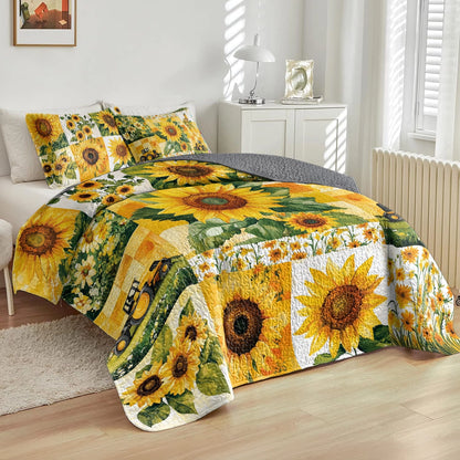 Shineful All Season Quilt 3-Piece Set Sunflower Sunshine Blooms