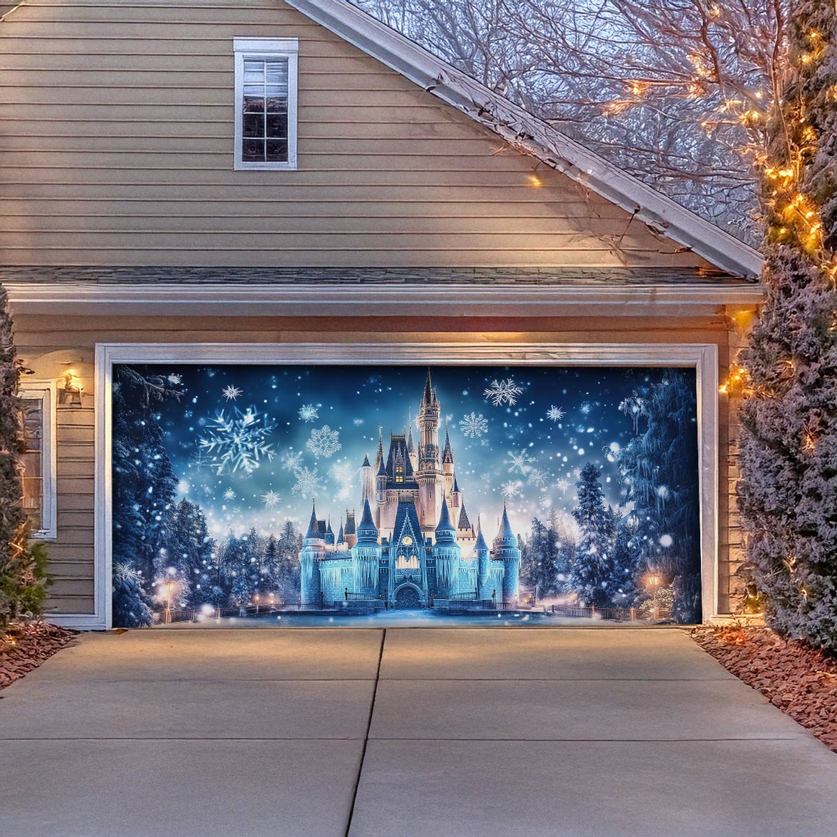 Shineful Garage Door Banner Decoration - Frozen Ice Palace