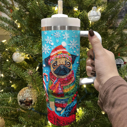 Shineful Glossy Tumbler Cheerful Christmas Puggy