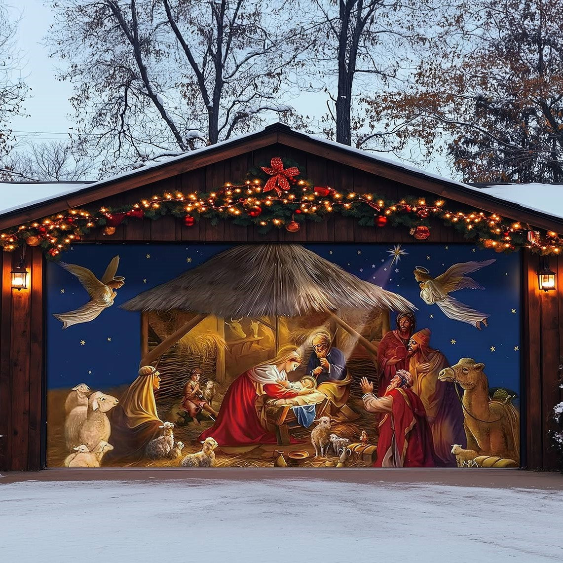 Shineful Garage Door Banner Decoration Heavenly Christmas