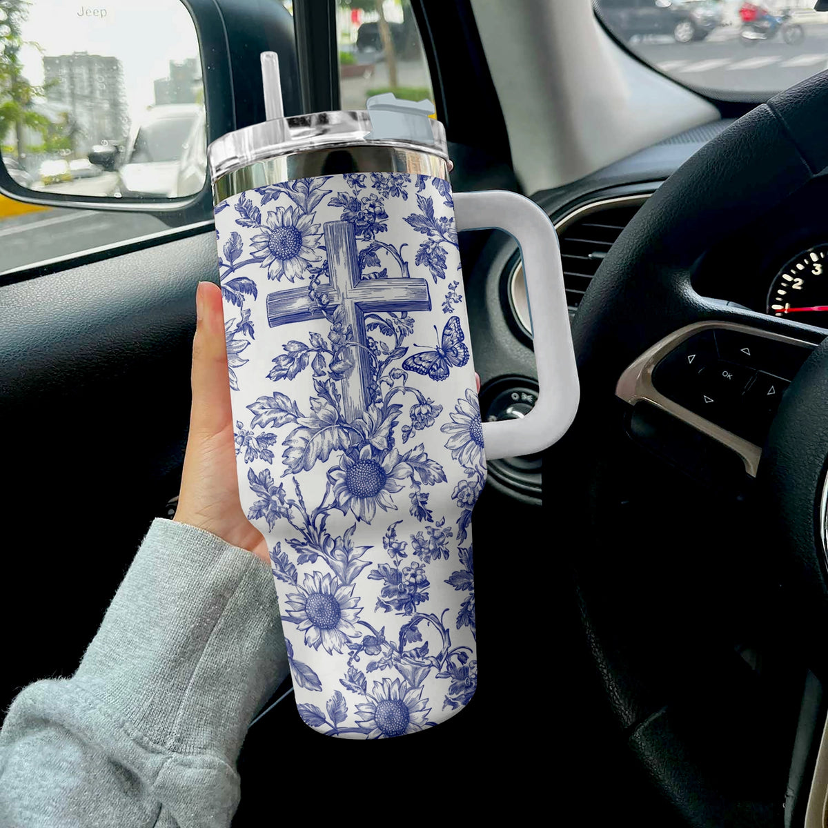 Shineful Tumbler Sunflower & Cross Blessing