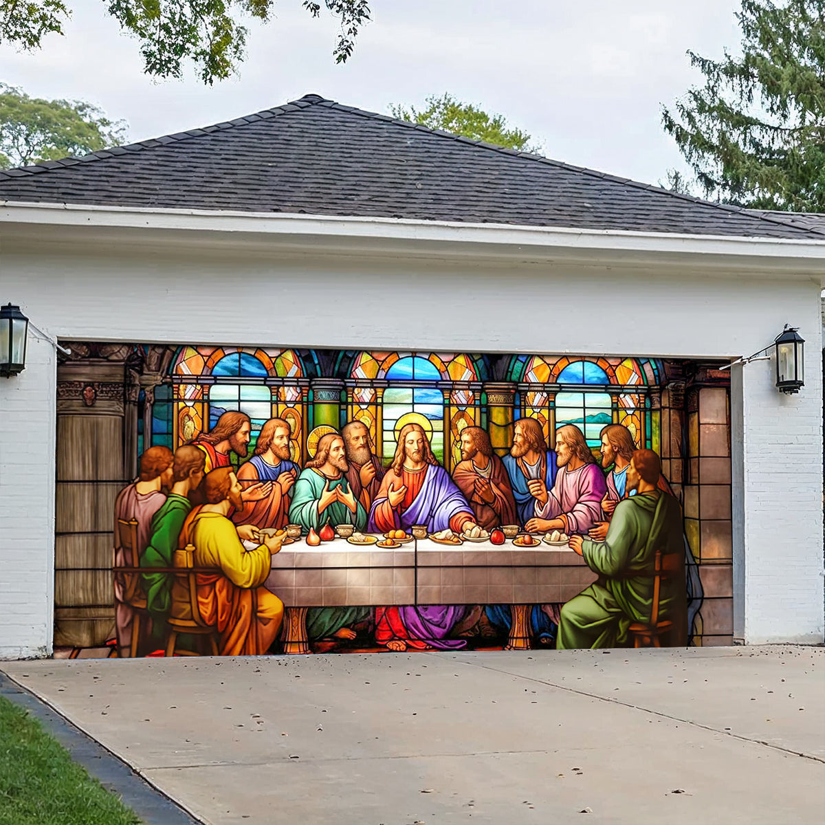 Shineful Garage Door Banner Decoration Last Supper