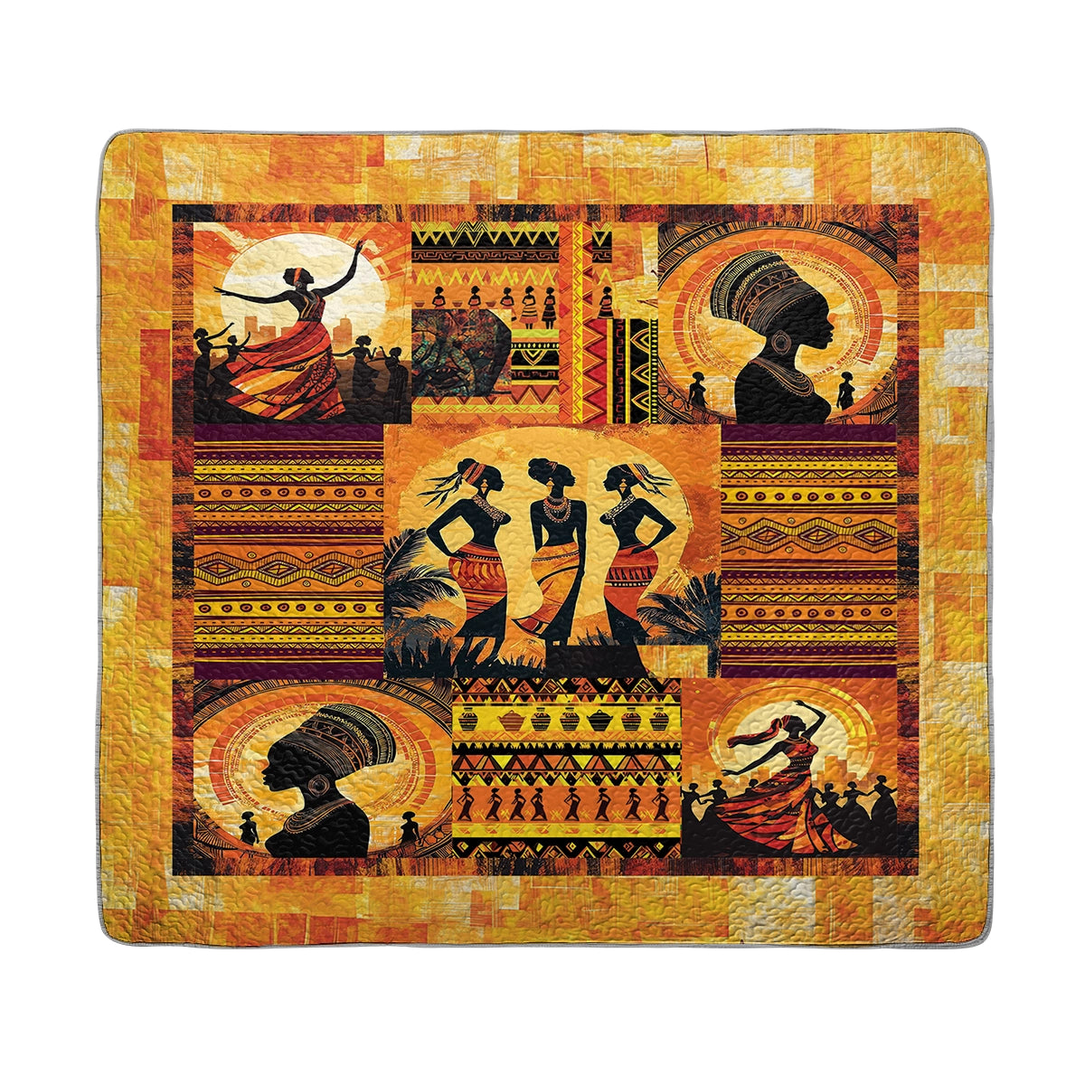 Shineful All Season Quilt 3-Piece Set - Black Women Dancing Silhouettes