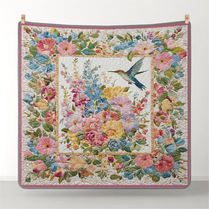 Shineful All Season Quilt 3-Piece Set Floral Hummingbird Garden