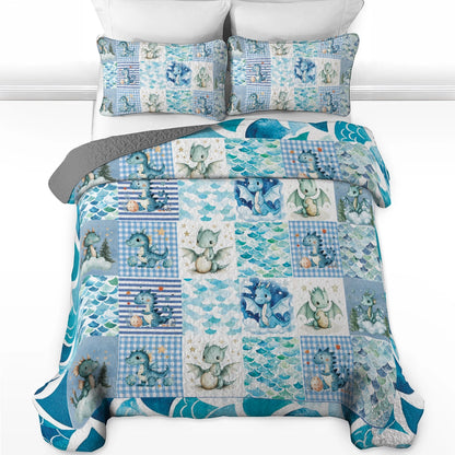 Shineful All Season Quilt 3-Piece Set - Baby Dragon Dreams