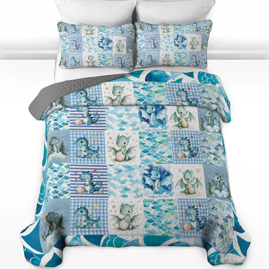 Shineful All Season Quilt 3-Piece Set - Baby Dragon Dreams