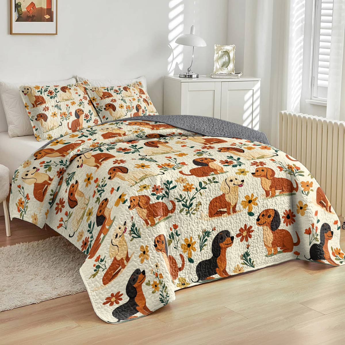 Shineful All Season Quilt 3-Piece Set Dachshund Grace