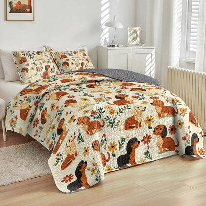 Shineful All Season Quilt 3-Piece Set Dachshund Grace