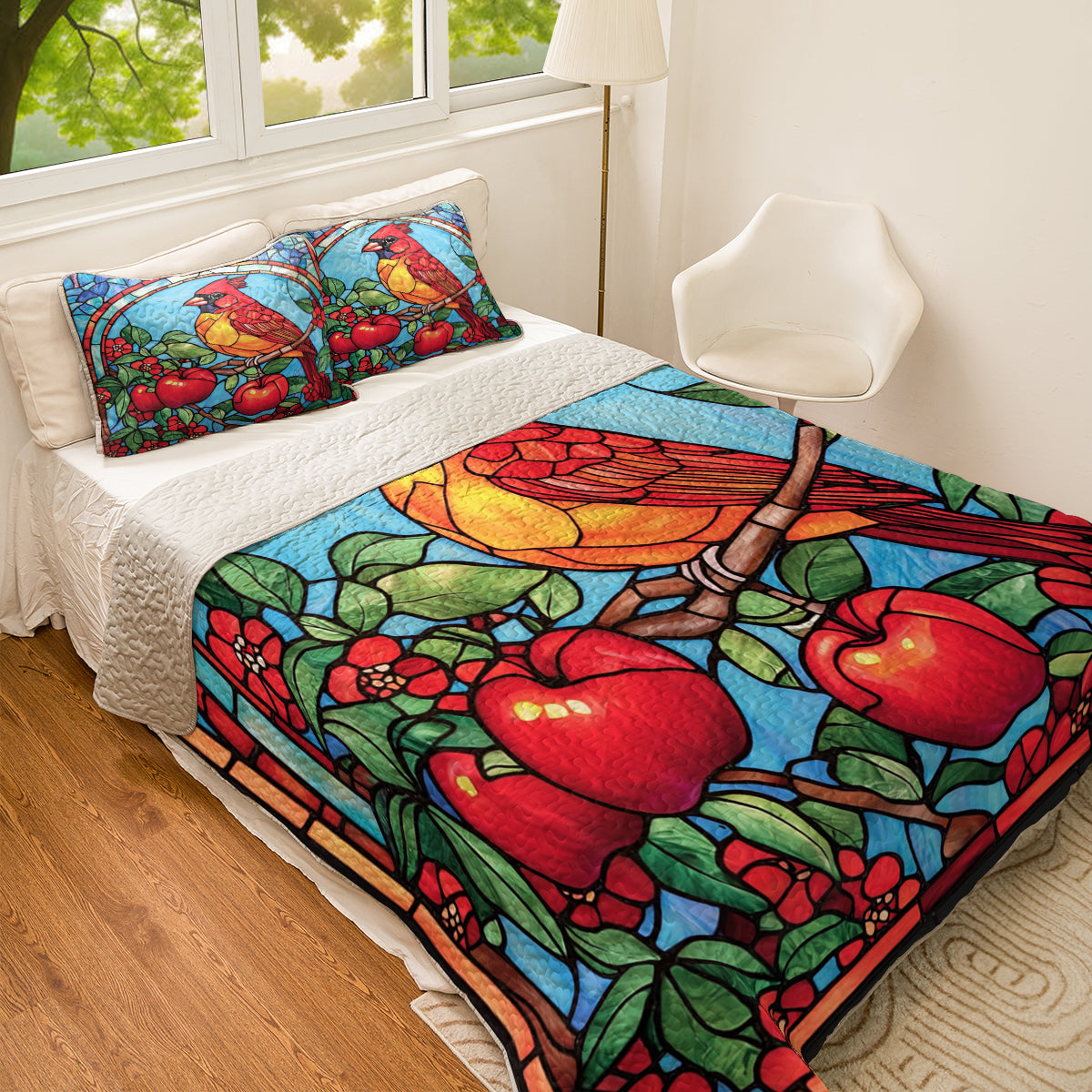 Shineful All Season Quilt 3-Piece Set Cardinal Heaven