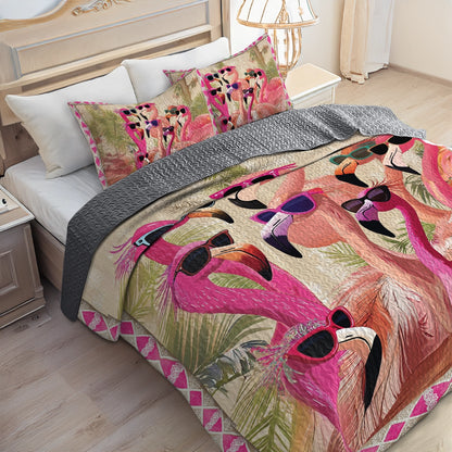 Shineful All Season Quilt 3-Piece Set - Flamingo Fashionistas